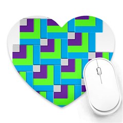 Geometric 3d Mosaic Bold Vibrant Heart Mousepads by Amaryn4rt