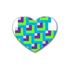 Geometric 3d Mosaic Bold Vibrant Rubber Coaster (heart)  by Amaryn4rt