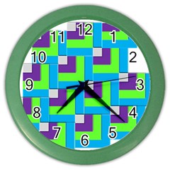 Geometric 3d Mosaic Bold Vibrant Color Wall Clocks by Amaryn4rt