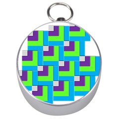 Geometric 3d Mosaic Bold Vibrant Silver Compasses by Amaryn4rt