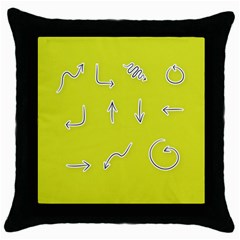 Arrow Line Sign Circle Flat Curve Throw Pillow Case (black) by Amaryn4rt