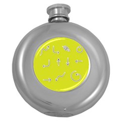 Arrow Line Sign Circle Flat Curve Round Hip Flask (5 Oz) by Amaryn4rt