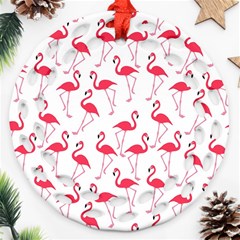 Flamingo Pattern Ornament (round Filigree) by Valentinaart