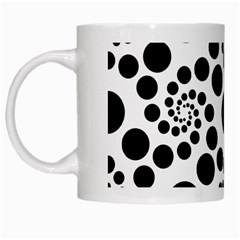 Dot Dots Round Black And White White Mugs by Amaryn4rt