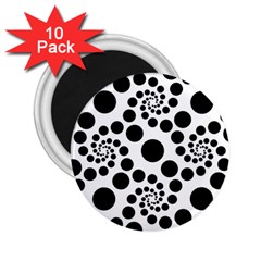 Dot Dots Round Black And White 2 25  Magnets (10 Pack)  by Amaryn4rt