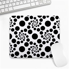 Dot Dots Round Black And White Large Mousepads by Amaryn4rt