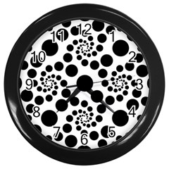 Dot Dots Round Black And White Wall Clocks (black) by Amaryn4rt