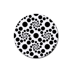 Dot Dots Round Black And White Rubber Coaster (round)  by Amaryn4rt