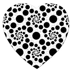 Dot Dots Round Black And White Jigsaw Puzzle (heart) by Amaryn4rt