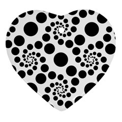 Dot Dots Round Black And White Heart Ornament (two Sides) by Amaryn4rt