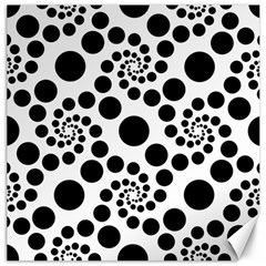 Dot Dots Round Black And White Canvas 16  X 16   by Amaryn4rt