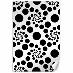 Dot Dots Round Black And White Canvas 24  X 36  by Amaryn4rt