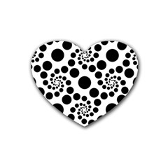 Dot Dots Round Black And White Heart Coaster (4 Pack)  by Amaryn4rt