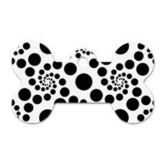 Dot Dots Round Black And White Dog Tag Bone (one Side) by Amaryn4rt