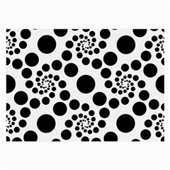 Dot Dots Round Black And White Large Glasses Cloth by Amaryn4rt