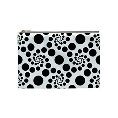 Dot Dots Round Black And White Cosmetic Bag (medium)  by Amaryn4rt