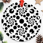 Dot Dots Round Black And White Ornament (Round Filigree) Front