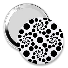 Dot Dots Round Black And White 3  Handbag Mirrors by Amaryn4rt