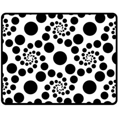 Dot Dots Round Black And White Double Sided Fleece Blanket (medium)  by Amaryn4rt