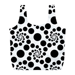 Dot Dots Round Black And White Full Print Recycle Bags (l)  by Amaryn4rt