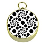 Dot Dots Round Black And White Gold Compasses Front