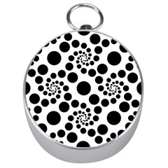 Dot Dots Round Black And White Silver Compasses by Amaryn4rt