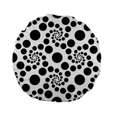 Dot Dots Round Black And White Standard 15  Premium Flano Round Cushions by Amaryn4rt