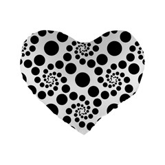 Dot Dots Round Black And White Standard 16  Premium Flano Heart Shape Cushions by Amaryn4rt