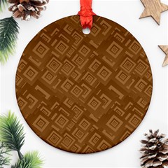 Brown Pattern Rectangle Wallpaper Ornament (round) by Amaryn4rt