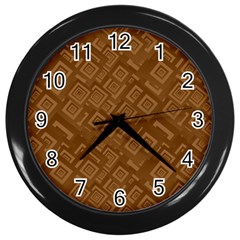 Brown Pattern Rectangle Wallpaper Wall Clocks (black) by Amaryn4rt