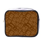 Brown Pattern Rectangle Wallpaper Mini Toiletries Bags Front