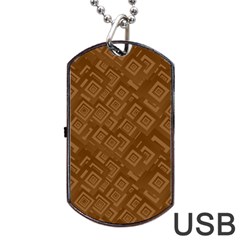 Brown Pattern Rectangle Wallpaper Dog Tag Usb Flash (two Sides) by Amaryn4rt