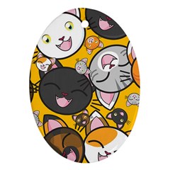 Cats Pattern Ornament (oval) by Valentinaart