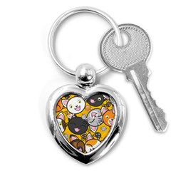 Cats Pattern Key Chains (heart)  by Valentinaart