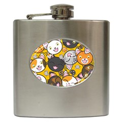 Cats Pattern Hip Flask (6 Oz) by Valentinaart