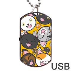 Cats Pattern Dog Tag Usb Flash (two Sides) by Valentinaart