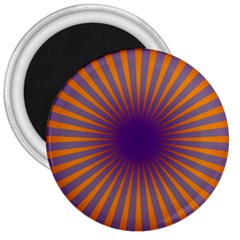 Retro Circle Lines Rays Orange 3  Magnets by Amaryn4rt