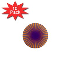 Retro Circle Lines Rays Orange 1  Mini Magnet (10 Pack)  by Amaryn4rt