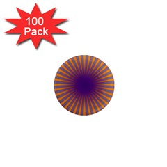 Retro Circle Lines Rays Orange 1  Mini Magnets (100 Pack)  by Amaryn4rt