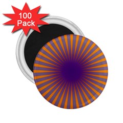 Retro Circle Lines Rays Orange 2 25  Magnets (100 Pack)  by Amaryn4rt