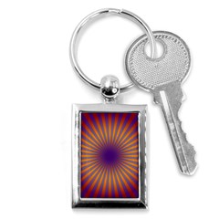 Retro Circle Lines Rays Orange Key Chains (rectangle)  by Amaryn4rt