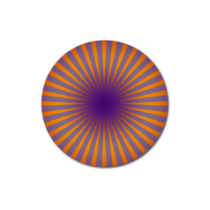 Retro Circle Lines Rays Orange Magnet 3  (Round)