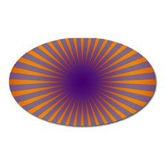 Retro Circle Lines Rays Orange Oval Magnet by Amaryn4rt