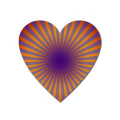 Retro Circle Lines Rays Orange Heart Magnet by Amaryn4rt