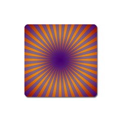 Retro Circle Lines Rays Orange Square Magnet by Amaryn4rt