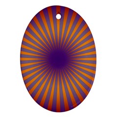 Retro Circle Lines Rays Orange Oval Ornament (two Sides) by Amaryn4rt