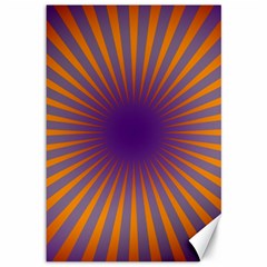 Retro Circle Lines Rays Orange Canvas 12  X 18   by Amaryn4rt