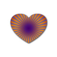 Retro Circle Lines Rays Orange Heart Coaster (4 Pack)  by Amaryn4rt