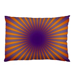 Retro Circle Lines Rays Orange Pillow Case by Amaryn4rt