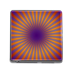 Retro Circle Lines Rays Orange Memory Card Reader (square) by Amaryn4rt